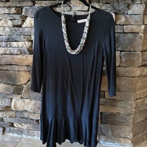 JustFab blackdrop waist dress. 100% rayon crepe dress size small with 3/4 sleeve
